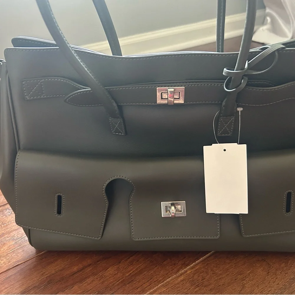 Balenciaga Medium Bel Air Carry All Dark Khaki Leather Tote - Picture 4 of 8